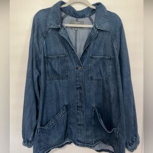 Torrid tencel Chore Jacket denim longline blue grunge 3x